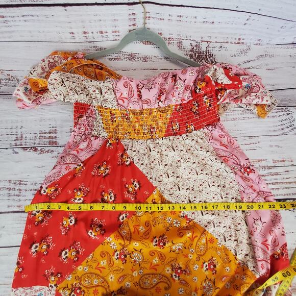 Mlle Gabrielle Paisley Country Cottage Ruffle L Midi Dress Hi Lo Hem Boho Festiv - Picture 14 of 16